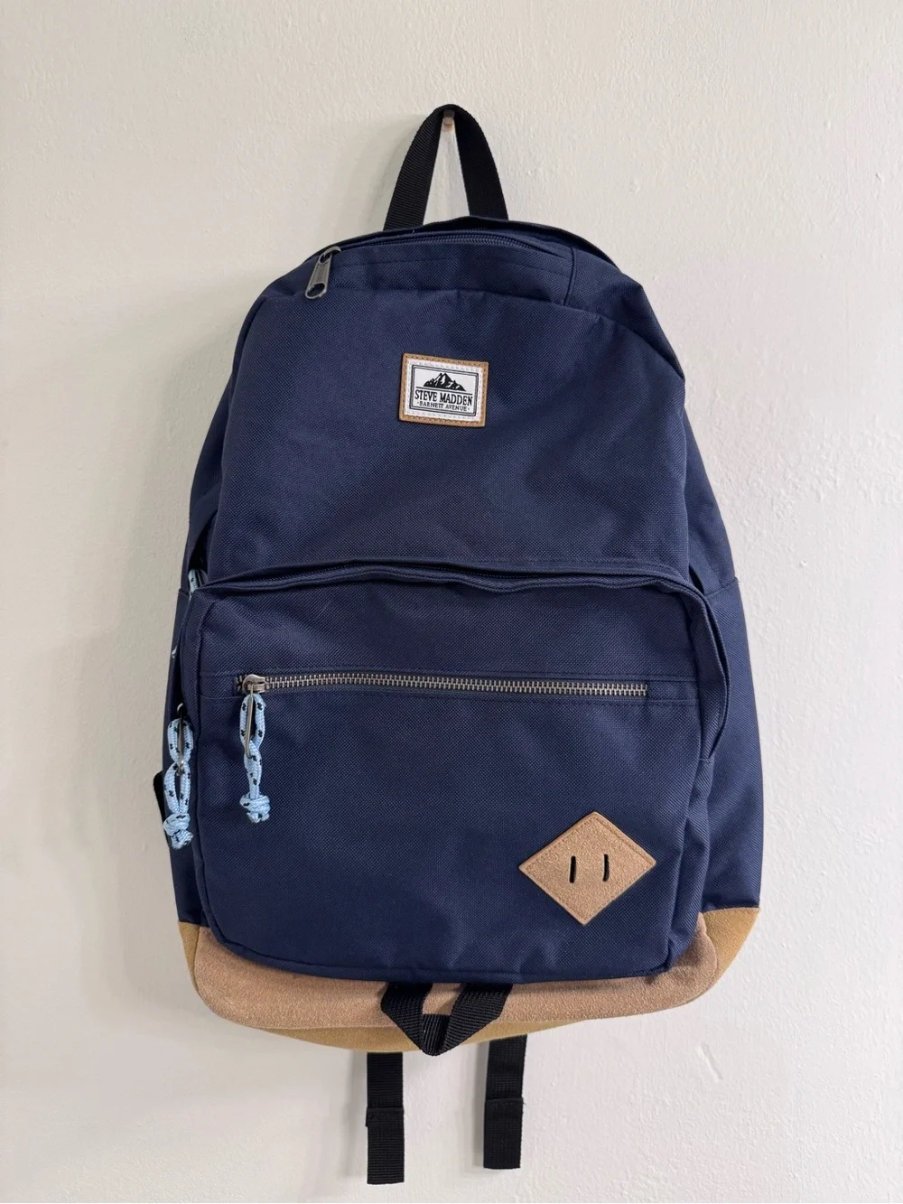 Steve Madden Navy and Tan Kids Canvas Backpack